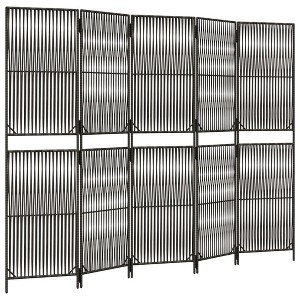 vidaXL Room Divider 5 Panels Gray Poly Rattan - 1 of 1