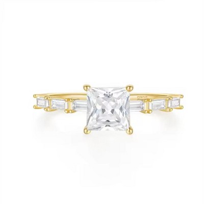 Hollywood Sensation Lumina Luxurious Ring with Princess-Cut AAAAA Cubic Zirconia