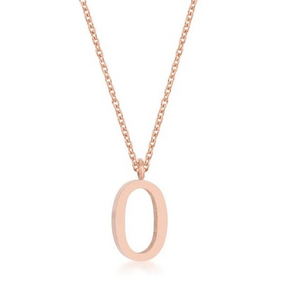 ShineHigh Elaina Rose Gold Stainless Steel Initial Pendant Necklace with 16” Chain + 2” Extender – Letters F, I, O, Q, U, V, W, X, Y