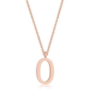 ShineHigh Elaina Rose Gold Stainless Steel Initial Pendant Necklace with 16” Chain + 2” Extender – Letters F, I, O, Q, U, V, W, X, Y - 1 of 1