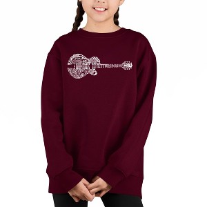 LA Pop Art Country Guitar - Girl's Word Art Crewneck Sweatshirt - 1 of 3