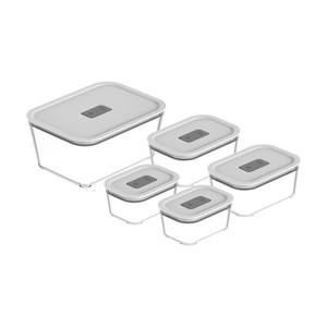 OU Glass Food Storage Container Set 10pc (set of 5) Microwave, Freezer & Dishwasher Safe, Airtight Leak Proof Lid with Microwave Valve, Stackable - 1 of 4