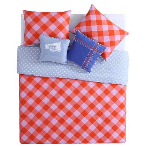 Pink Orange Checker Reversible Comforter Set Vcny Target