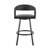 Armen Living 30" Ramona Iron and Faux Leather Swivel Barstool Matte Black - 3 of 4