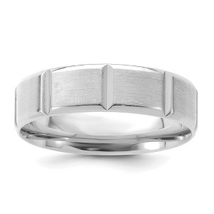 Black Bow Jewelry 6mm 14K White Gold Heavy, Light or Standard Grooved Comfort Fit Band - 1 of 4