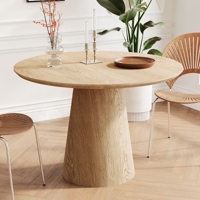 43"Wx43"D Wooden Circular Dining Table With High-quality Dining Table Base,Round Dining Table,Natural Wood Colored Table -Maison Boucle
