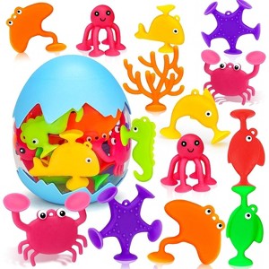 Ocean Animal Suction Cup Bath Toys, Mold-Free Window Building Set for Toddlers Ages 1-5 - 1 of 4