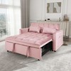 Okak Modern 3-in-1 Pull-out Sofa Bed Convertible Loveseat Sleeper Couch Futon with Pillows & Reclining Backrest for Living Room Office, Pink - 3 of 4