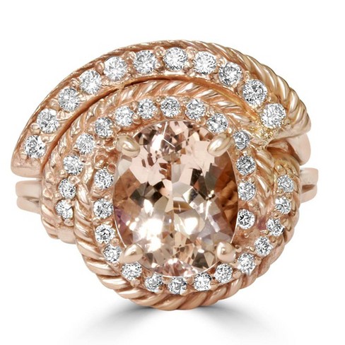 Pompeii3 2 3/8CT Morganite Vintage Diamond Ring 14K Rose Gold - image 1 of 4