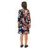 24seven Comfort Apparel Girls Long Sleeve Black Floral Knee Length Pocket Dress - 3 of 4