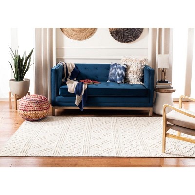 Ivory Hand-Knotted Wool Rectangular Area Rug 3' x 5'
