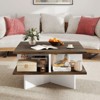 Tangkula 2-Tier Square Coffee Table w/ Storage Farmhouse Modern Accent Table Center Table - 3 of 4