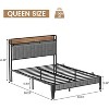 coucheta Bed Frame with Charging Station and Upholstered Storage Headboard, Platform Bed Frame with LED Lights, No Box Spring Needed, Easy Assembly - 2 of 4