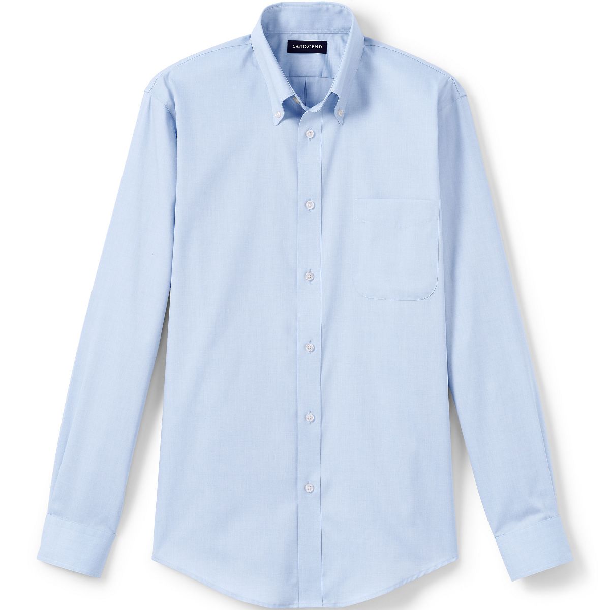 Lands' End School Uniform Men's Long Sleeve No Iron Pinpoint Dress Shirt - thumbnail 6
