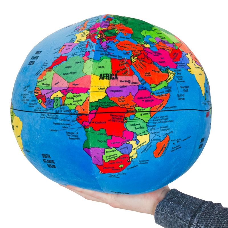 Attatoy 13in Earth Plush Globe Stuffed Toy; Educational World Globe w/ Geo-Political Markings, 1 of 9