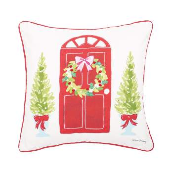 C&F Home Door Wreath Printed & Embellished Throw Pillow