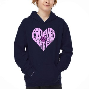 LA Pop Art Forever In Our Hearts - Boy's Word Art Hooded Sweatshirt - 1 of 4