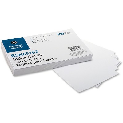 Business Source Index Cards Plain 90lb. 5"x8" 100/PK White 65262