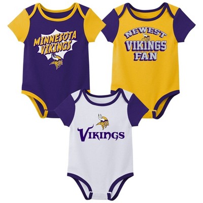 Image of NFL Minnesota Vikings Infant Boys' 3pk Bodysuit - 0-3M