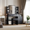 Vanity Desk with LED Lighted Mirror & Stool,6 Drawers + 6 Storage Shelves, Makeup Dressing Table for Bedroom - 4 of 4