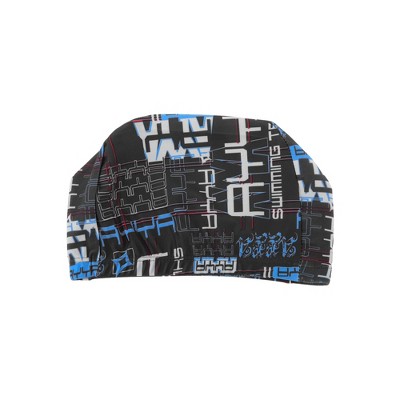 Unique Bargains Polyester Geometric Pattern Swim Cap 5.91"x8.27" Dark Blue White 1 Pc