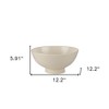 HomeRoots 12" Cream Ceramic Round Pedestal Centerpiece Bowl - 3 of 4