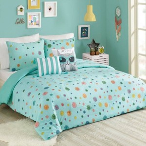 Raining Pom Pom Comforter Set Blue - Urban Playground - 1 of 4