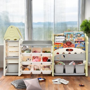Alilang 72.80 Inch Kids Organizer and Bookshelf with Storage Bins and Play Shelf - Light Green - 1 of 4