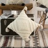 DEERLUX 16" Handwoven Cotton Throw Pillow Cover with White on White Tufted Design and Tassel Corners - 4 of 4