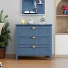Okak Modern 3-Drawer Bedroom Dressers with Gold Handles,Chest of Drawers for Living Room Bedroom,Entryway Study,Wooden Dresser Chest, Blue - 2 of 4