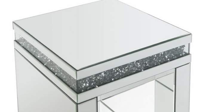16&#34; Noralie Tempered Glass Mirrored Accent Table Faux Diamonds - Acme Furniture, 2 of 9, play video