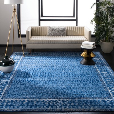 Adirondack Light Blue and Dark Blue Square Area Rug