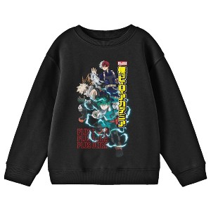 My Hero Academia Season 6 Heroes Group Art Crew Neck Long Sleeve Youth Black Sweatshirt - 1 of 2