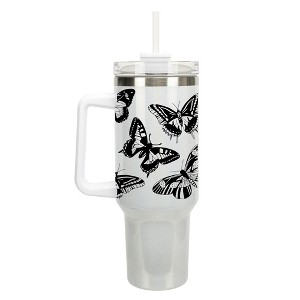 Elanze Designs Large Monarch Butterfly Garden 40 oz. Stainless Steel, Large Water Bottle Coffee Mug, Spill & Leak Resistant, Thermal Travel Tumbler - 1 of 1