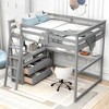 NicBex Twin/Full Size Loft Bed with Desk & Shelves,Twin Loft Bed with Built-in Drawers,Solid Pine Wood Loft Bed for Kids & Teens - 2 of 4