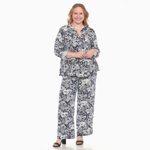 Plus Size 2-Piece Floral Print Tunic and Pant Set - 1 of 4