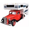 1937 Ford Pickup Truck with Camper Shell Red and White 1/24 Diecast Model Car by Motormax - 2 of 3