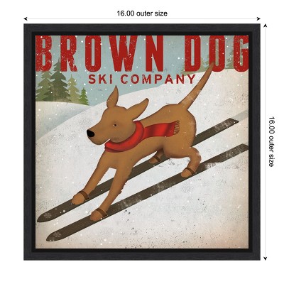 Brown Dog Ski Company Framed Canvas Wall Art 16" x 16"