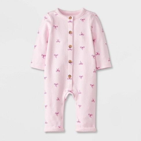 Baby Cozy Ribbed Romper Cat Jack Pink Newborn Target