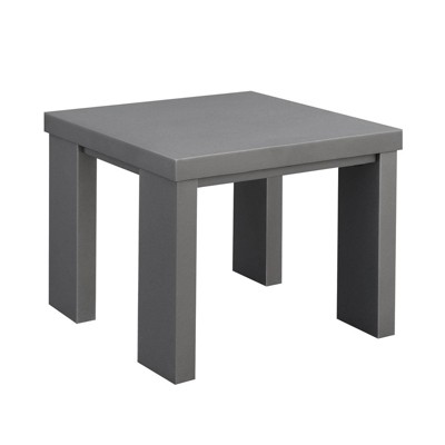 Aluminum Framed End Table with Plank Style Top Gray - Benzara