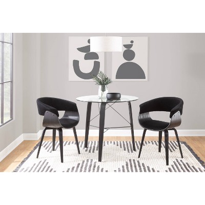 CosmoFlair 39" Round Walnut & Clear Glass Dining Table