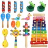 Kids Musical Instruments, Wooden Percussion Toys for Boys and Girls, Toddler Music Toy Set with Xylophone and Maracas - 2 of 4
