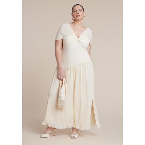 ELOQUII Twist Detail Pleated Chiffon Dress - 16, Coconut Milk : Target