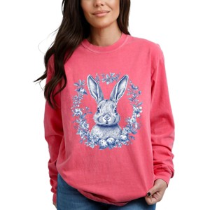 Simply Sage Market Blue Willow Bunny Garment Dyed Long Sleeve - 1 of 4