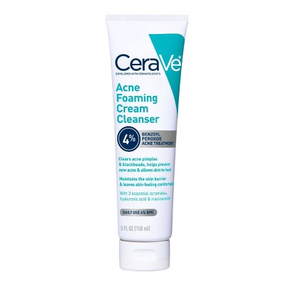 CeraVe Acne Foaming Cream Cleanser with Benzoyl Peroxide - 5 fl oz