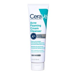 CeraVe Acne Foaming Cream Face Cleanser, Acne Treatment Face Wash - Fragrance-Free - 5oz - 1 of 4