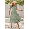 I AM A FASHION JUNKY Solid V Neck Belted Wrap Layered Midi Dress - 3 of 4
