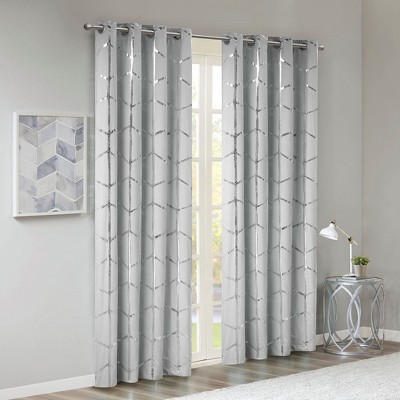 MAYEERTY 1 Pc Panel Total Blackout Metallic Print Grommet Top Curtain Panel