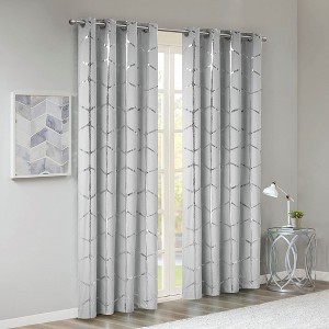 MAYEERTY 1 Pc Panel Total Blackout Metallic Print Grommet Top Curtain Panel - 1 of 4