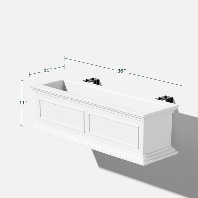 White 36" Recycled Plastic Railing Window Box Planter